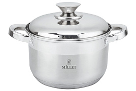 Кастрюля нержавейка 2л ML-9416 Millet с метал крышкой индукция
