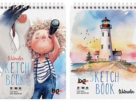 Скетчбук BG СА520гр_58074 20л. А5 для акварели "Поднять паруса!", на гребне, матовая ламинация, 180г/м2