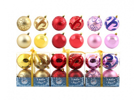 Шар 8см E91337 розовый матовый с рис.