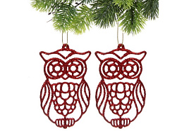 Подвеска пластик Мудрая сова красный набор 2шт 201-3540