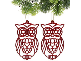 Подвеска пластик Мудрая сова красный набор 2шт 201-3540