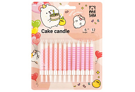 Свечи для торта MESHU MS_57404 с держателями "Pink pattern", ассорти, 6см, 12шт