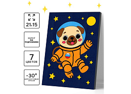 Картина для раскрашивания 15*21 10963267 Мопс в скафандре по номерам