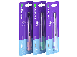 Нож канц. Berlingo 9мм BM4141 "Envy", auto-lock, металл. направл., ассорти, европодвес