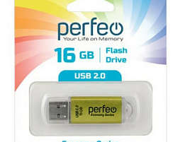 Флеш-драйв Perfeo USB 16Gb E01 золото