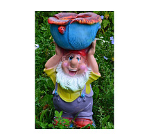 Фигурка садовая Гном с цветком кашпо ЛГБ-17