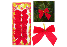 Бант на елку Красный S0911 Набор 6шт