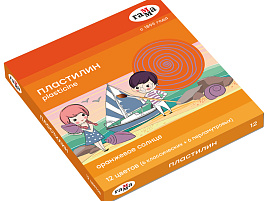 Пластилин 12цв. Оранжевое солнце 130520203 (6 классич., 6 перл.), 156г, со стеком, картон. упак.