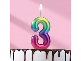 Свеча-цифра "3" Акварель 120315