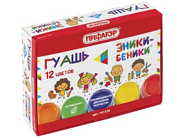 Гуашь 12цв. Пифагор 191330 ЭНИКИ-БЕНИКИ, по 10 мл