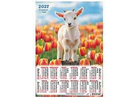 Календарь листов. 2027г. А3 ПМ-27-024 Символ года. Малыш в тюльпанах