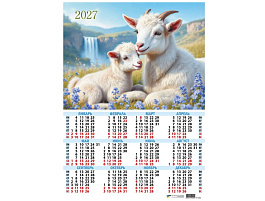 Календарь листов. 2027г. 10225 Символ года, 420*594 мм. мелованная бумага, 105 г/м2, УФ-лак.