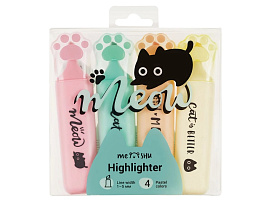 Набор текстмаркеров MESHU MS_66407 "Live, Life, Meow", 04цв., пастельные цвета, 1-5 мм, ПВХ бокс с европодвесом
