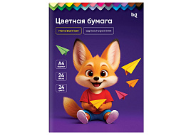 Цветная бумага 24л. 24цв. BG БЦм24-24_62287 мелованная А4, одностор., на скобе