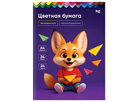 Цветная бумага 24л. 24цв. BG БЦм24-24_62287 мелованная А4, одностор., на скобе