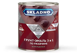 Эмаль-грунт 3в1 красно-коричневая 1,8кг по ржавчине Skladno