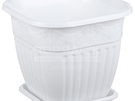 Кашпо цветочное 3л Лозанна М1615 квадрат белое