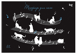 Тетрадь для нот 24л. ТН5ск24 57829 А5, на скрепке "Мяу-музыка", (гориз.)