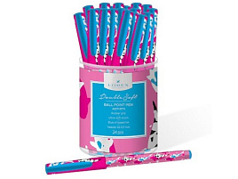 Ручка LOREX LXOPDS-AE AESTHETIC Double Soft синяя масляная 0,7 мм, дизайн круглый корпус ultra-soft touch, игольчатый наконечник