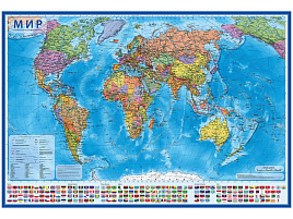 Карта Мира политическая Globen КН040 1:32млн., 1010*700мм, интерактивная, с ламинацией, европодвес
