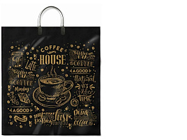 Пакет петля с пласт.ручкой 40*44 Кофейня