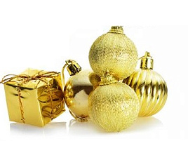 Набор новогодних украшений S0126-2 шары, подарки. золото