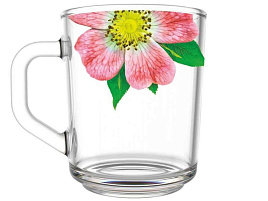 Кружка стекло 200мл 335-Д Китайская роза