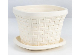 Кашпо цветочное 2,3л Ротанг 3623126 слоновая кость с/п