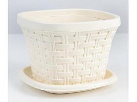 Кашпо цветочное 2,3л Ротанг 3623126 слоновая кость с/п