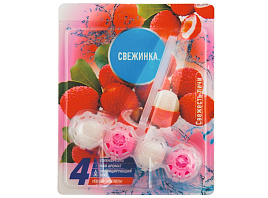 Блок для унитаза Свежинка шарики 1шт. 4в1 Свежесть личи