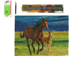 Алмазная мозаика 30*40 AM30X40-MULTI30 Лошади на подрамнике