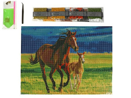 Алмазная мозаика 30*40 AM30X40-MULTI30 Лошади на подрамнике