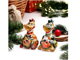 Сувенир Гжель Дракон Зоран цвет