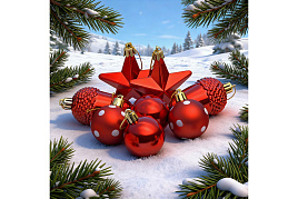 Набор новогодних украшений S2612 Ёлочные сказки 8шт