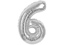 Шар надувной Цифра 6 серебро "40" 102см 26496