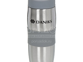 Термокружка Daniks 380мл SL-069/3674 нержавейка серебристо-серая
