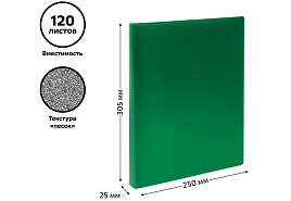 Папка 4 кольца СТАММ ММ-32182 А4, 25мм, 500мкм, пластик, зеленая