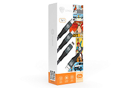 Кабель для телефона IP,Type-C, Micro USB ткань 931-115