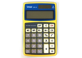 Калькулятор Uniel карманный UK-31 8 разрядов, двойное питание, металлическая панель, 112х71х10