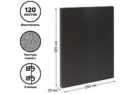 Папка 4 кольца СТАММ ММ-32180 А4, 25мм, 500мкм, пластик, черная