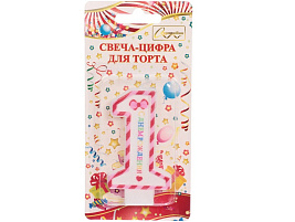 Свеча-цифра "1" Happy красная 448-223