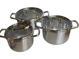 Набор кастрюль нержавейка 3пр (2,4+3,4+4,2л) TC-CS01/1605