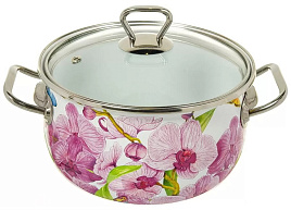 Кастрюля эмаль 5,7л 15116/1055 Орхидея