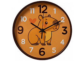 Часы настенные "21 Век" 19,5*19,5 2019-012 Капибара коричневый круглые