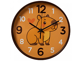 Часы настенные "21 Век" 19,5*19,5 2019-012 Капибара коричневый круглые