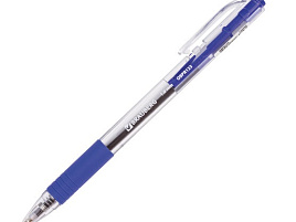 Ручка Brauberg 142702 масляная автоматическая с грипом "Click", СИНЯЯ, узел 1 мм, линия письма 0,5 мм