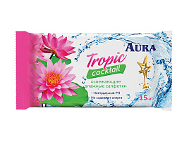 Влажные салфетки  Ан. AURA 15шт тропич.коктель 3967