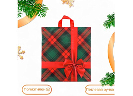 Пакет петля 44*40 Бантик на красном ПВД