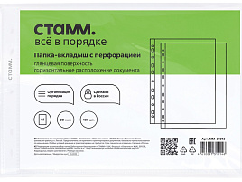 Папка-файл А5 СТАММ ММ-31013 30мкм, глянцевая, горизонтальная, КОМПЛЕКТ- 100шт.