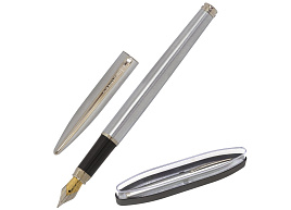 Ручка BRAUBERG 143481 перьевая "Ballet", СИНЯЯ, корпус серебистый с хромированными деталями